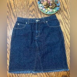 Dark Blue Denim Mini Skirt - Clean A-Line Style